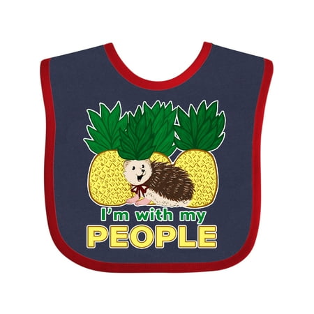 

Inktastic Pineapple Hedgehog I m with My People Gift Baby Boy or Baby Girl Bib