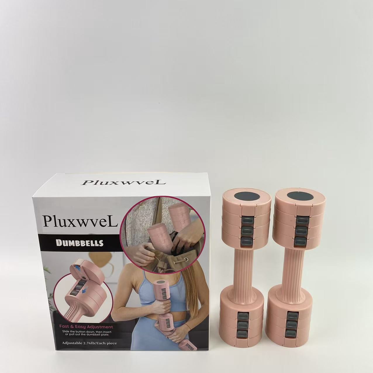 PluxwveL Dumbbells, Adjustable Dumbbell Set - Durable Non Slip Handle - Each piece can be adjusted to 2.76 pounds
