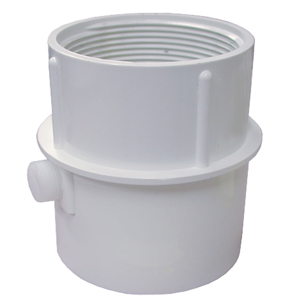 3" x 4" PVC Pipe Fit Drain Base with Primer Tap, for 3" Spud,PartNo