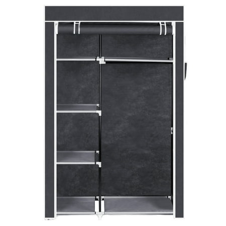 Zimtown Portable Closet Storage Organizer Clothes Wardrobe Shoe Rack Zimtown Portable Closet Storage Organizer Clothes Wardrobe Shoe Rack With Shelves Gray