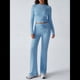 thumbnail image 4 of Conjuntos de 2 Piezas para Mujer, Larga, Cuello Redondo, Pantalones Acampanados de Cintura Alta, Conjuntos de Chándal, Ropa de Calle. Azul L, 4 of 10