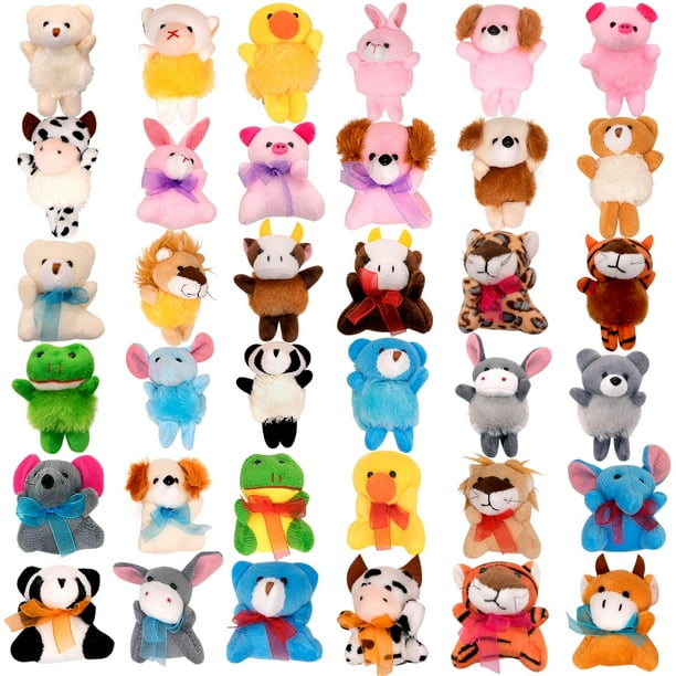 Pack de 36 animales de peluche JoyRapt para niños con cintas y panzas