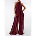 thumbnail image 4 of Coduop Women's Casual Loose Plus Size Halter Jumpsuits Solid Color Backless Wide Leg Pants, 4 of 6