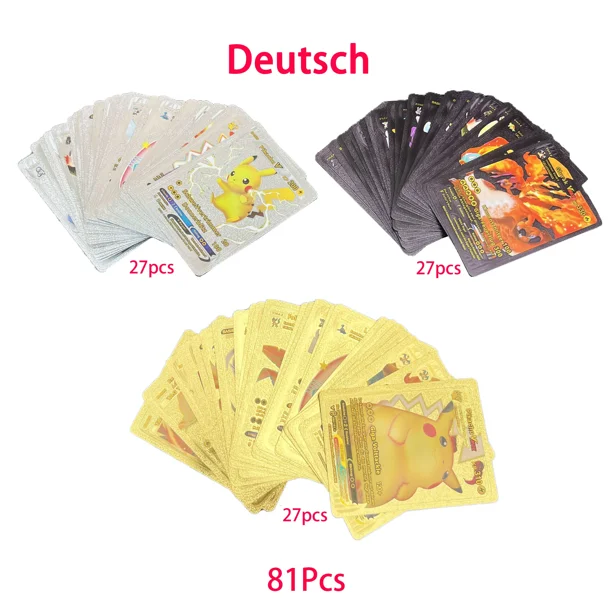 Card French English Spanish German Gold Colorful Vmax GX EX V Cards Pikachu Charizard Rare Collection Battle Gifts Toys