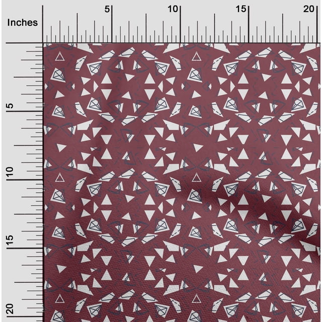 oneOone Viscose Tissu Rouge Triangle Géométrique Robe Tissu Tissu Imprimé par la Cour 42 Pouces de Large