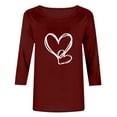 thumbnail image 4 of ABATAB Plus Size Womens 3/4 Sleeve V Neck T Shirts Valentina's Day Spring Shirts Love Heart Printed Gift Casual Tees Clothes, 4 of 6