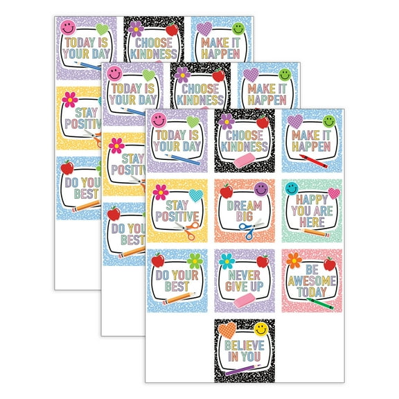 Teacher Created Resources Cool for School Positive Sayings Accents, 30 Per Pack, 3 Packs