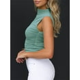 thumbnail image 3 of Women Sleeveless Mock Turtleneck Tank Tops Slim Crop Top Shirts, 3 of 5