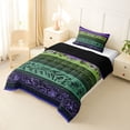 thumbnail image 2 of Homewish Bohemian Geometric Stripes Twin Comforter Sets,Retro Floral Bedding Set,Purple,Black Reversible,2pcs,1 Comforter and 1 Pillowcase, 2 of 7