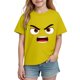 thumbnail image 5 of Blusas y camisas de manga corta con cuello redondo para niños y niñas, color liso, con estampado de expresión linda, manga corta, holgadas y cómodas, blusa para niña, 5 of 6