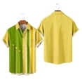 thumbnail image 4 of Camisas Para Hombre Manga Larga Hombres Casual Manga corta Primavera Verano Turndown Neck 3D Impreso Camisas Moda Top Blusa Camisas (Yellow, XXL), 4 of 5