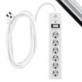 thumbnail image 2 of Protector contra sobretensiones Power Strip GE de 6 salidas, cable de 25 pies, 800J, blanco, 2 of 7