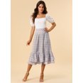 thumbnail image 3 of Unique Bargains Women's Floral Print Elastic Waist Ruffle Hem Midi Skirt, 3 of 6