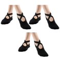 thumbnail image 2 of Calcetines de yoga para mujer agarre antideslizante para barra, ejercicio de fitness, gimnasio, pilates, danza de ballet, entrenamiento descalzo - 3 uds negro BLESIY calcetines de yoga, 2 of 7