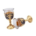 thumbnail image 2 of DOLITY 2 Pieces Embossed Cup Portable Mini Goblet for Travel Home Celebrations blue and gold, 2 of 9