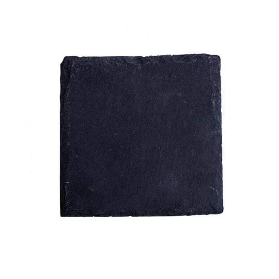 Slate Stone Coasters Black Natural Edge Stone Drink Coasters with Steel Stand for Bar and Home