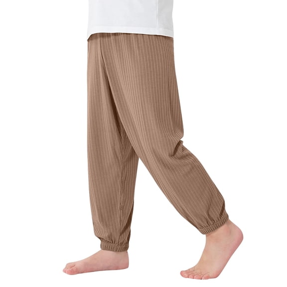 DeHolifer Boys Pants Solid Color Strip Straight Leg Loose Comfy Casual Summer Cool Homewear Pants,2 Years