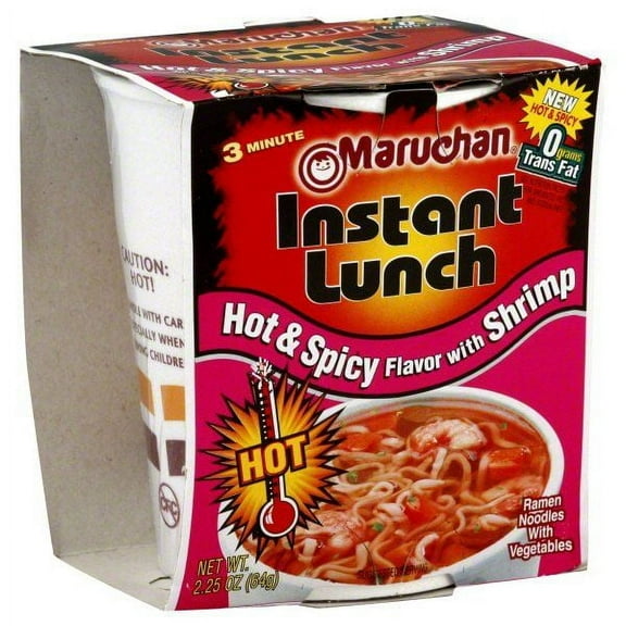 2 Pack - Maruchan Instant Lunch Hot and Spicy Flavor with Shrimp - 2.25 oz Packaging may vary