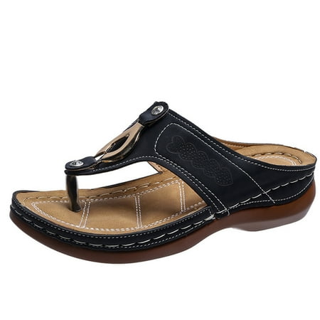 

Summer Flip Flops Sandals with Rubber Insoles Minimalist Style for Women 38 Black