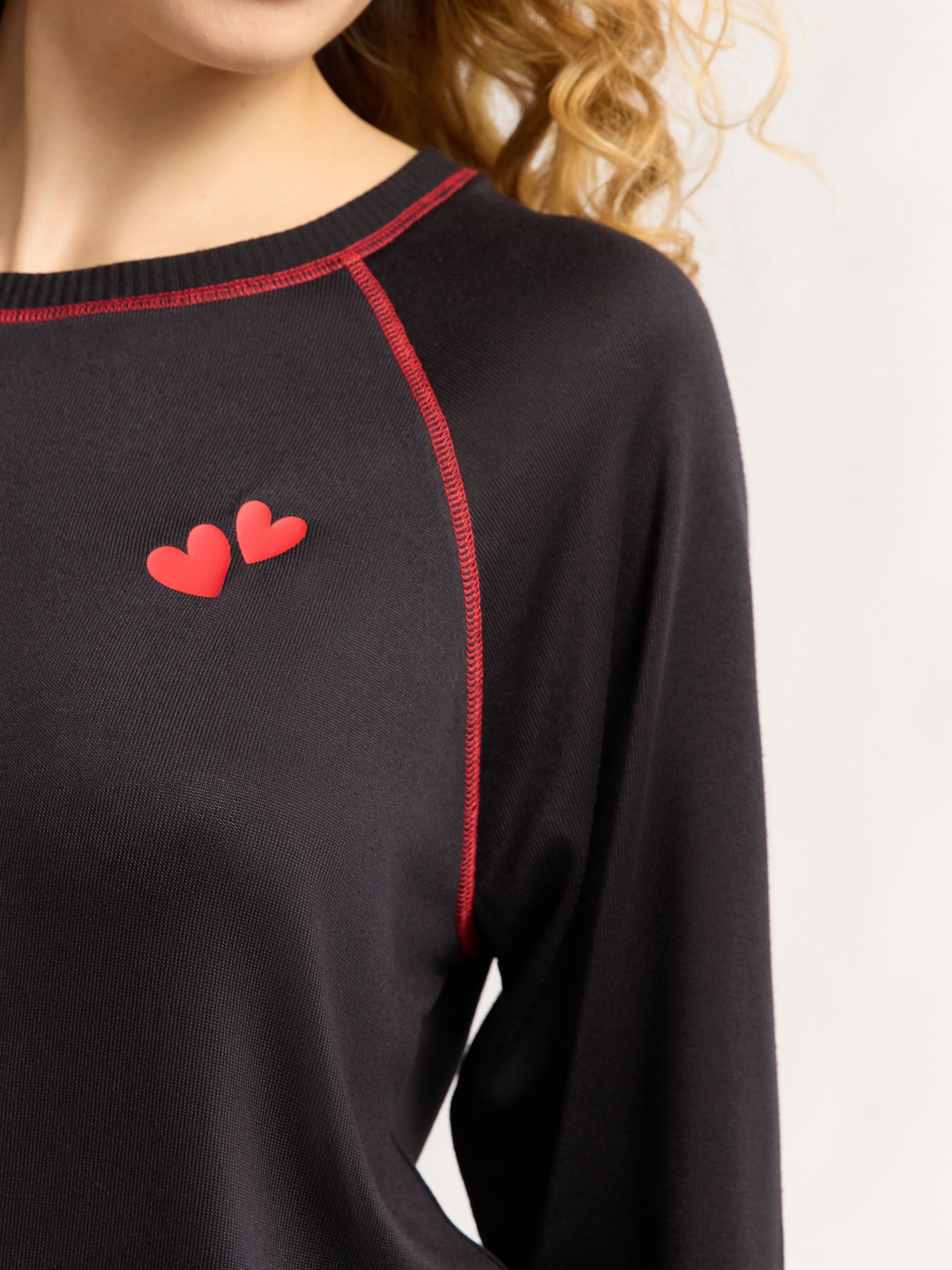 Joyspun Women's Hacci Long Sleeve Raglan Sleep Top, Sizes XS to 3X