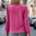 thumbnail image 3 of DDAPJ pyju Womens Textured Sweatshirt Cabble Knit Pullover Sweater Lightweight Crewneck Sweatshirts Hot Pink XXL, 3 of 4