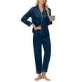 thumbnail image 2 of SwiftWear Silk Pajama Set for Women 2 Pieces- Sleepwear & Loungewear Satin Long Sleeve Top and Pants, Soft Home Comfort Blue, 2 of 6