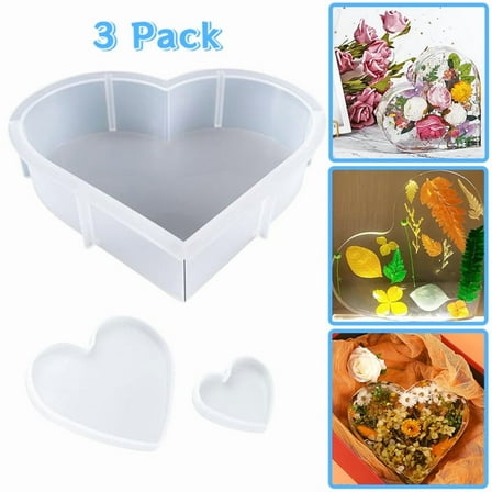 Large Heart Resin Mold Set, 3-Piece Premium Silicone Molds for Epoxy Resin and Flower Preservation