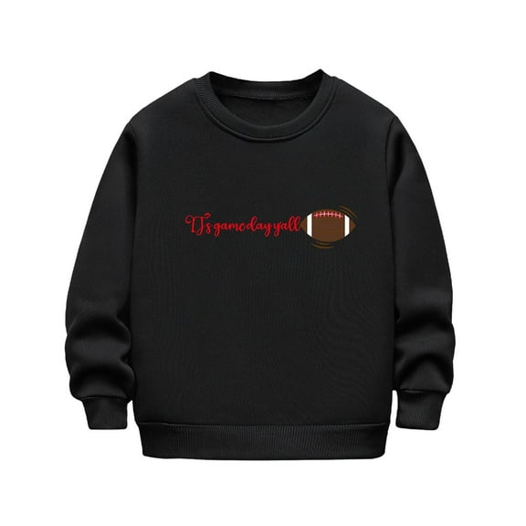 SERTG Children Fleece Lined Long Sleeve Round Neck Pullover Top Casual Comfortable Shirt for Boys and Girls 2-12 Years(Black,2 Years)