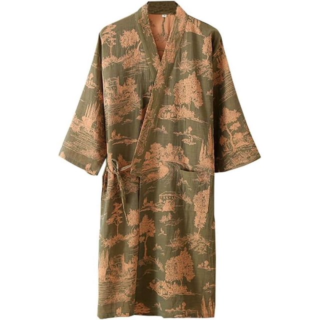OWLONLINE Japanese Style Pajamas Gauze Cotton Japanese Kimono Suit