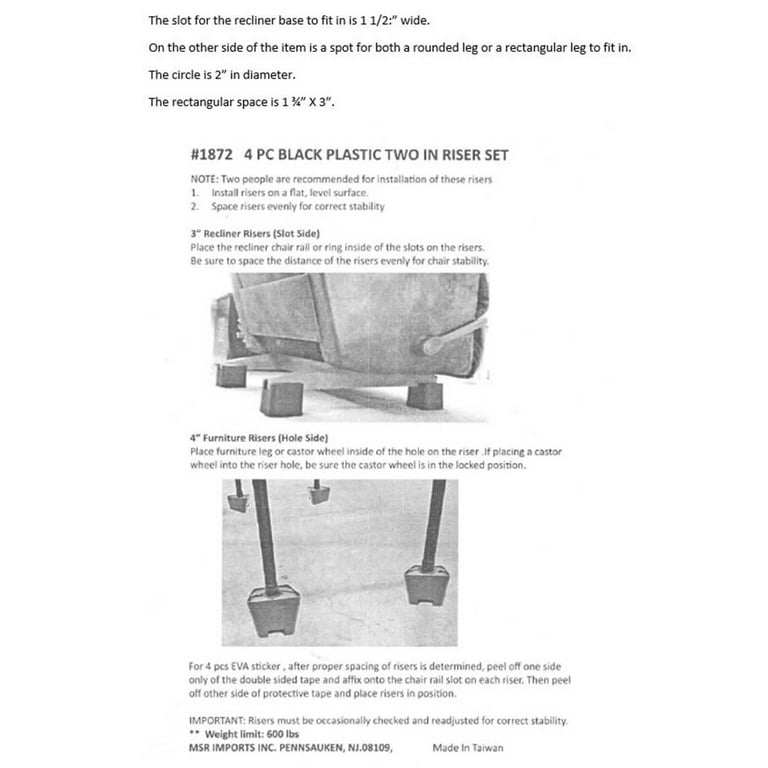Recliner risers for metal base hotsell