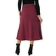thumbnail image 3 of Falda midi de suéter elástica de cintura alta de punto acanalado para mujeres Inspire Chic en color burdeos, 3 of 6