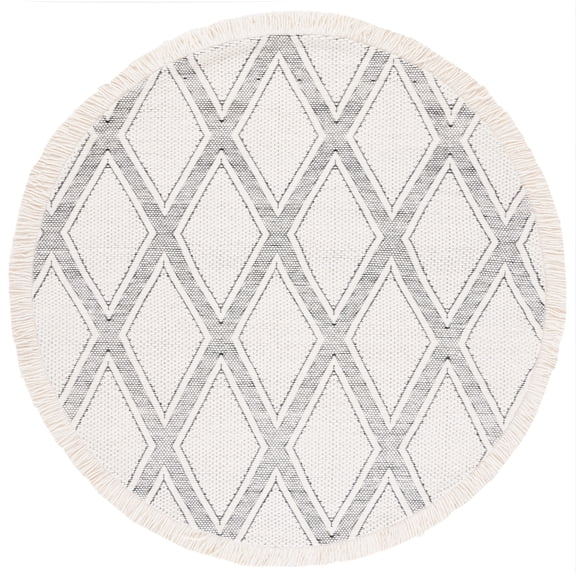 SAFAVIEH Natura Tanisha Diamond Area Rug, Ivory/Black, 6' x 6' Round