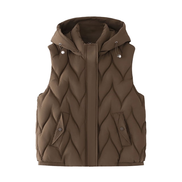 Vestes à Capuche pour Femmes Veste à Capuche à Carreaux Sans Manches Veste Décontractée