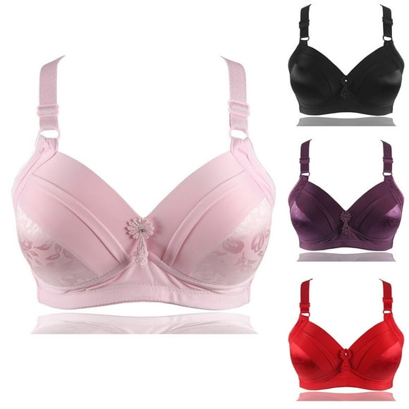 AMERTEER Soutien-Gorge Léger Sans Armatures pour Femmes à Imprimé Floral Rehausseur en Coton Respirant Noir 38/85BC