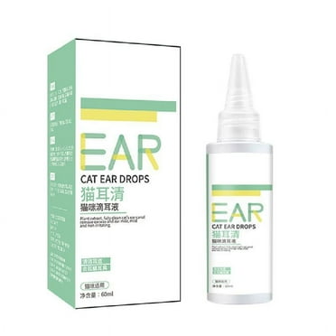 QUSENLON Pet Ear Cleaner 2.03 oz Ear Drops to Remove Ear Mites Earwax Itch for Cats