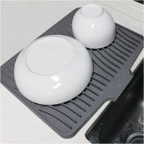 Silicone Dish Drying Mat for Kitchen Counter, Drying Mat with Drain Lid, Dish Drying Pad for Multiple Usage, Easy to Clean, Eco-Friendly,Heat-Resistant and Non-Slip Silicone Mat(16”X13”Grey )