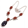 thumbnail image 2 of Snowflake Obsidian Sun Sitara Gemstone Fashion Gift Necklace Jewelry 18" SA 1101, 2 of 2