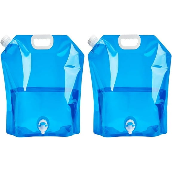 Epullzh Water Container Bags, 2Packs with Spigot BPA Free No-Leak Foldable Plastic 2.6 Gallon Water Container Bag for Camping Hiking Backpack Emergency Storage Jug