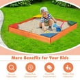 Gymax Kids Wooden Backyard Sandbox W/ Builtin Corner Seating Kid's