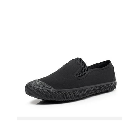

Harsuny Unisex Work Shoes Pull On Protection Shoe Low Top Loafers Construction Non-slip Wear Resistant Trainers Round Toe Flats Black 10