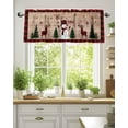 thumbnail image 2 of Red Black Plaid Christmas Kitchen Valances for Windows Snowflake Snowman Valance Curtains&nbsp; for Kitchen /Living Room/Bedroom/ Bathroom Decor, 54"x18 " ,Rod Pocket 1 Panel, Vintage Wood Texture, 2 of 7