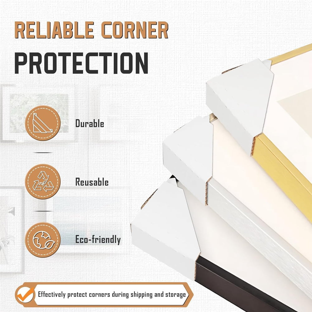 100Pack Adjustable Cardboard Corner Protectors for 1In 1.5In 2.1In Frame Shipping Protection