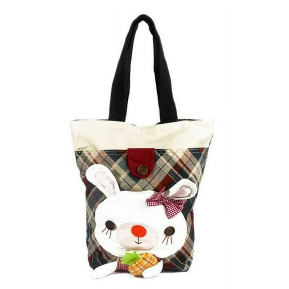 K292-1 Rabbit and Pineapple Canvas Shoulder Tote Bag / Shopper Bag
