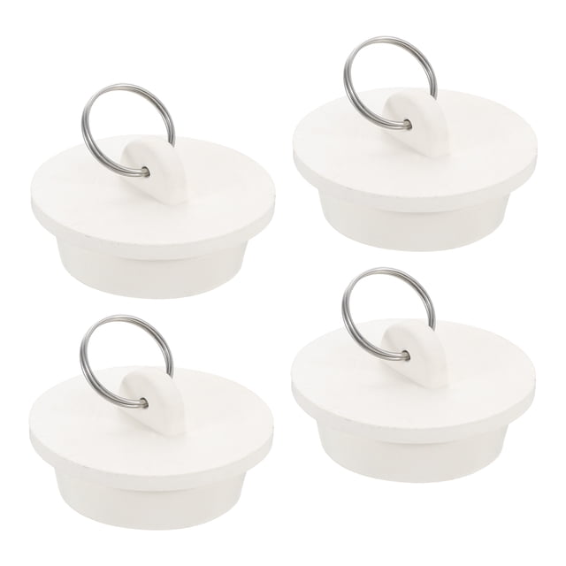 Tapón de drenaje de goma de 4 piezas con anillo colgante se adapta de 1-1/2 pulgadas a 1-5/8 pulgadas, blanco
