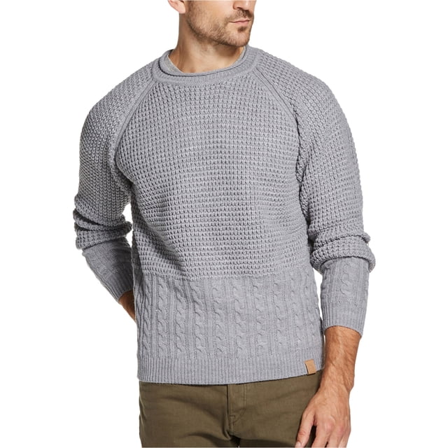 Weatherproof Mens Mixed Stitch Knit Sweater, Green, Large