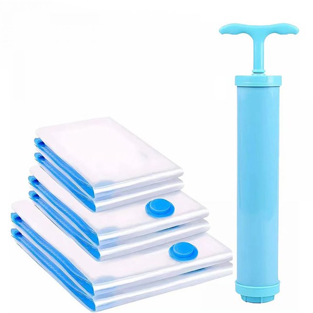 Sacs sous Vide Réutilisables, Sacs de Rangement sous Vide, Espace de Rangement Augmente jusqu'à 78%, Scelleuse Double Fermeture Éclair Robuste Garde les Articles Frais, Valve Turbo Triple Scellée Assure un Maximum