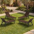 thumbnail image 2 of Harbweb Outdoor Chaise Lounge Chair Set of 4, 5-Position Adjustable Sun Tanning Chair with Pillow, Aluminum Patio Lounge Chair with Wheels & Armrests for Garden, Beach, Patio, Pool, Brown, 2 of 8