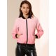 thumbnail image 2 of Abrigo rompevientos Allegra K para mujer con bolsillos Chaqueta de bombardero con cremallera Rosa L, 2 of 6
