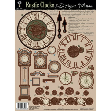 3-D Papier Tole Die-Cuts-Rustic Clocks Multi-Colored