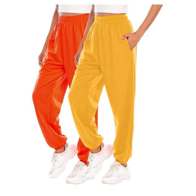 ameIAEA Women 2 Pack Sweatpants Drawstring Workout Running Pants Elastic Waist Lounge Pants